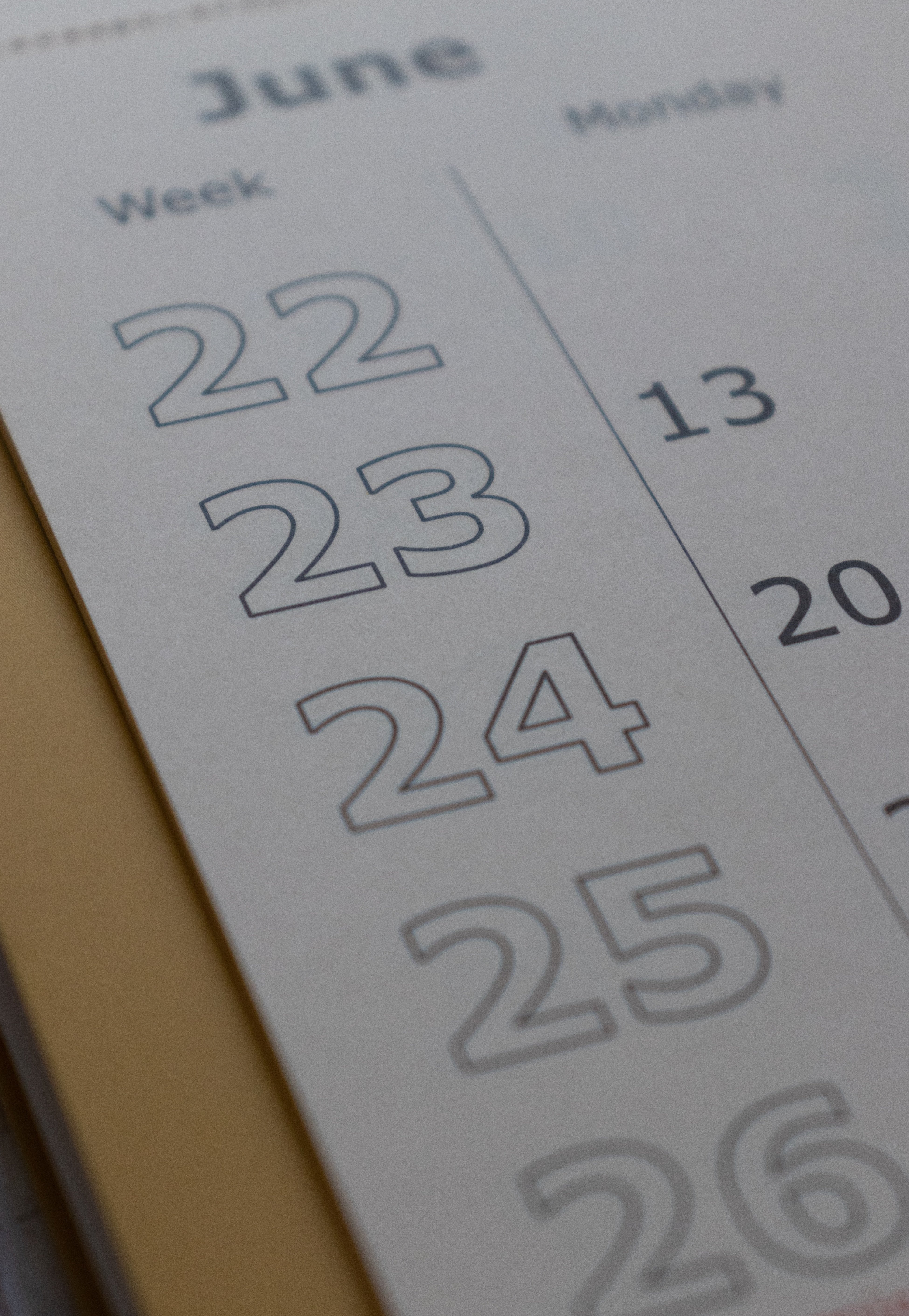 Image of a calendar on a desk